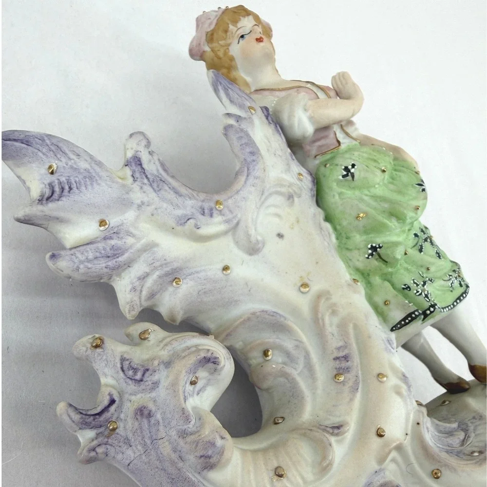 Paulux Occupied Japan Figural Bud Vase Victorian Lady Porcelain Vintage 40s